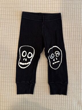 Nununu Baby Black Unisex Skull Knee Patch Legging - 6-12 months